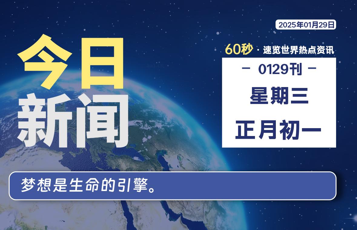 01月29日，星期三, 每天60秒看世界！-安邦星辰
